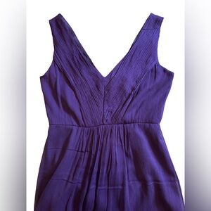 NWT J. CREW sleeveless royal purple chiffon silk high waist midi dress fits XS